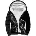 New Zealand Lawn Bowls Custom Sherpa Hoodie Black Maori Warrior Tribal Silver Fern - Aussie Hoodie