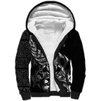 New Zealand Lawn Bowls Custom Sherpa Hoodie Black Maori Warrior Tribal Silver Fern - Aussie Hoodie