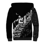 New Zealand Lawn Bowls Custom Sherpa Hoodie Black Maori Warrior Tribal Silver Fern - Aussie Hoodie
