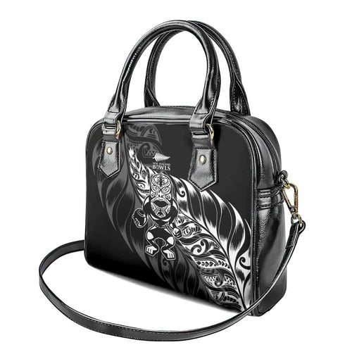 New Zealand Lawn Bowls Shoulder Handbag Black Maori Warrior Tribal Silver Fern - Aussie Hoodie