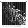 New Zealand Lawn Bowls Shower Curtain Black Maori Warrior Tribal Silver Fern - Aussie Hoodie