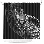 New Zealand Lawn Bowls Shower Curtain Black Maori Warrior Tribal Silver Fern - Aussie Hoodie