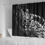 New Zealand Lawn Bowls Shower Curtain Black Maori Warrior Tribal Silver Fern - Aussie Hoodie