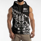 New Zealand Lawn Bowls Custom Sleeveless Zip Hoodie Black Maori Warrior Tribal Silver Fern LT9