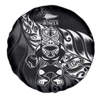 New Zealand Lawn Bowls Spare Tire Cover Black Maori Warrior Tribal Silver Fern - Aussie Hoodie