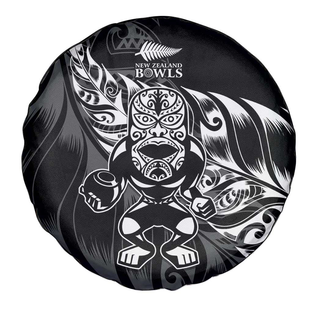 New Zealand Lawn Bowls Spare Tire Cover Black Maori Warrior Tribal Silver Fern - Aussie Hoodie