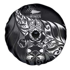 New Zealand Lawn Bowls Spare Tire Cover Black Maori Warrior Tribal Silver Fern - Aussie Hoodie