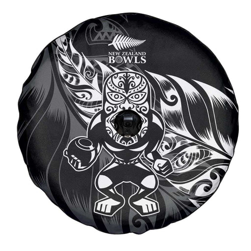 New Zealand Lawn Bowls Spare Tire Cover Black Maori Warrior Tribal Silver Fern - Aussie Hoodie