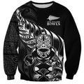 New Zealand Lawn Bowls Custom Sweatshirt Black Maori Warrior Tribal Silver Fern - Aussie Hoodie