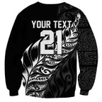 New Zealand Lawn Bowls Custom Sweatshirt Black Maori Warrior Tribal Silver Fern - Aussie Hoodie