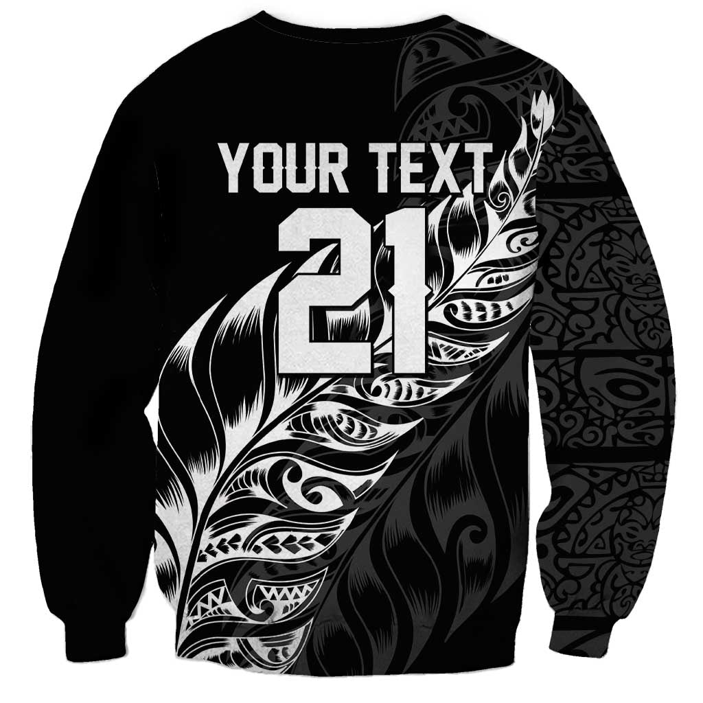 New Zealand Lawn Bowls Custom Sweatshirt Black Maori Warrior Tribal Silver Fern - Aussie Hoodie