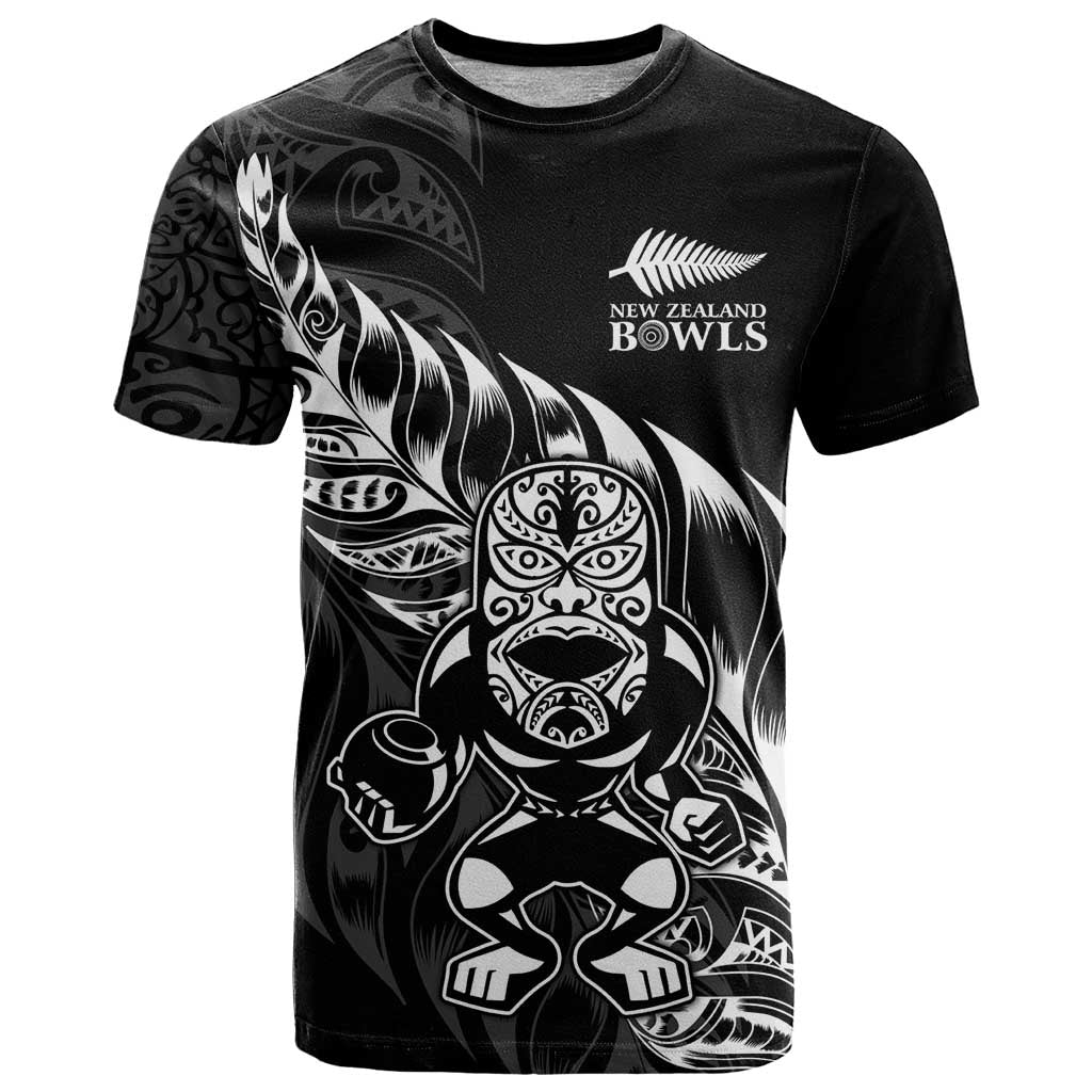 New Zealand Lawn Bowls Custom T Shirt Black Maori Warrior Tribal Silver Fern - Aussie Hoodie