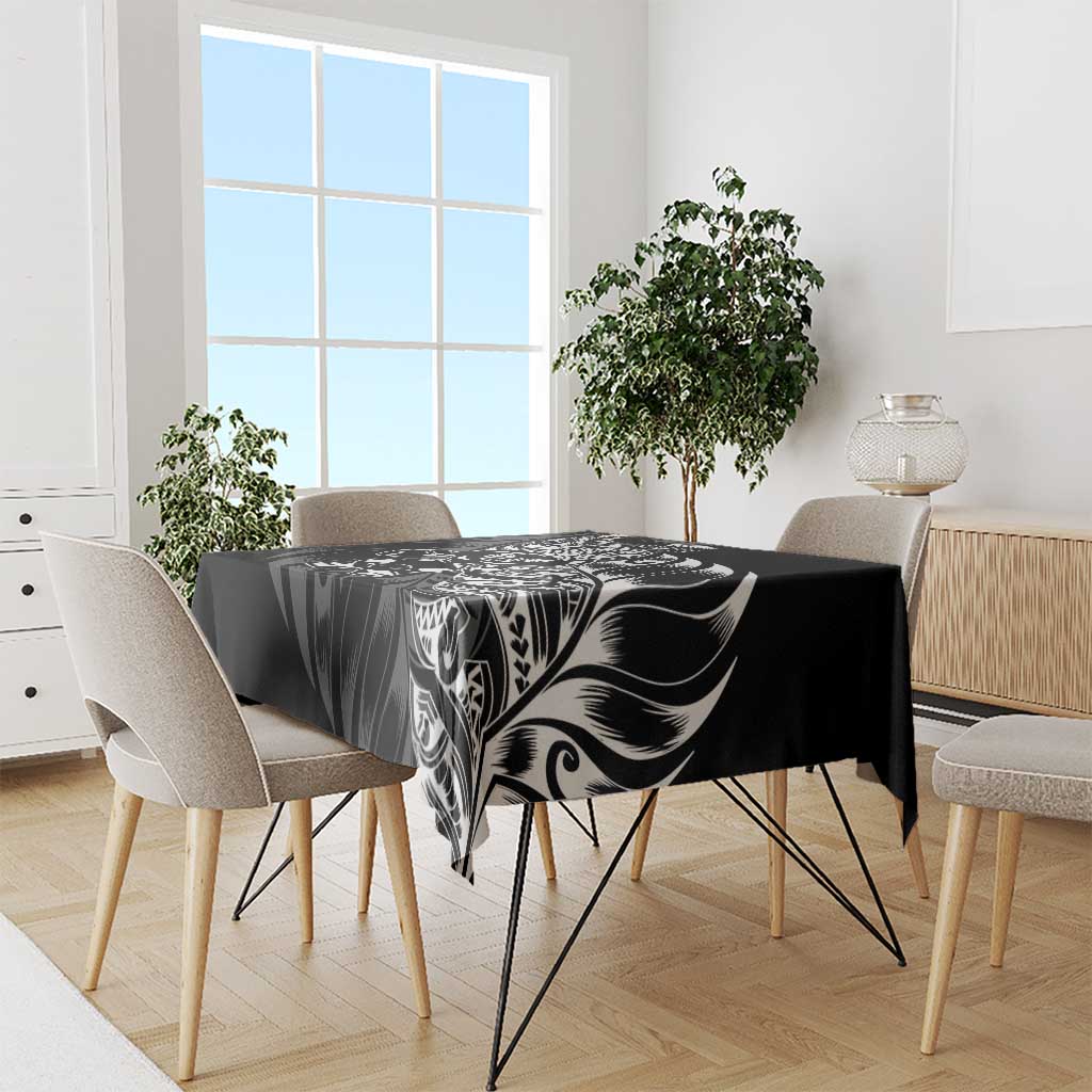 New Zealand Lawn Bowls Tablecloth Black Maori Warrior Tribal Silver Fern - Aussie Hoodie
