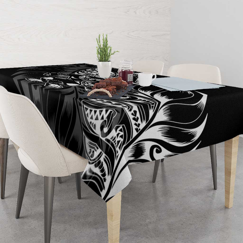New Zealand Lawn Bowls Tablecloth Black Maori Warrior Tribal Silver Fern - Aussie Hoodie