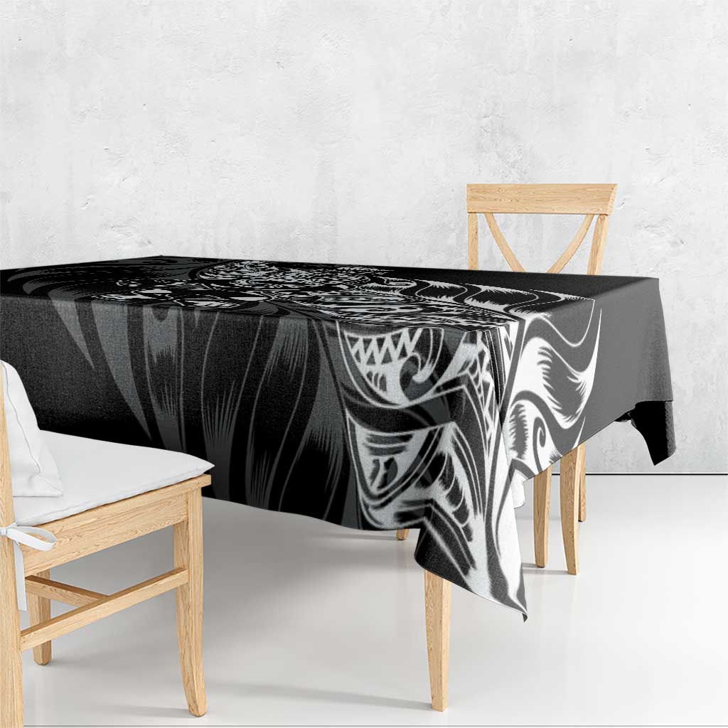 New Zealand Lawn Bowls Tablecloth Black Maori Warrior Tribal Silver Fern - Aussie Hoodie