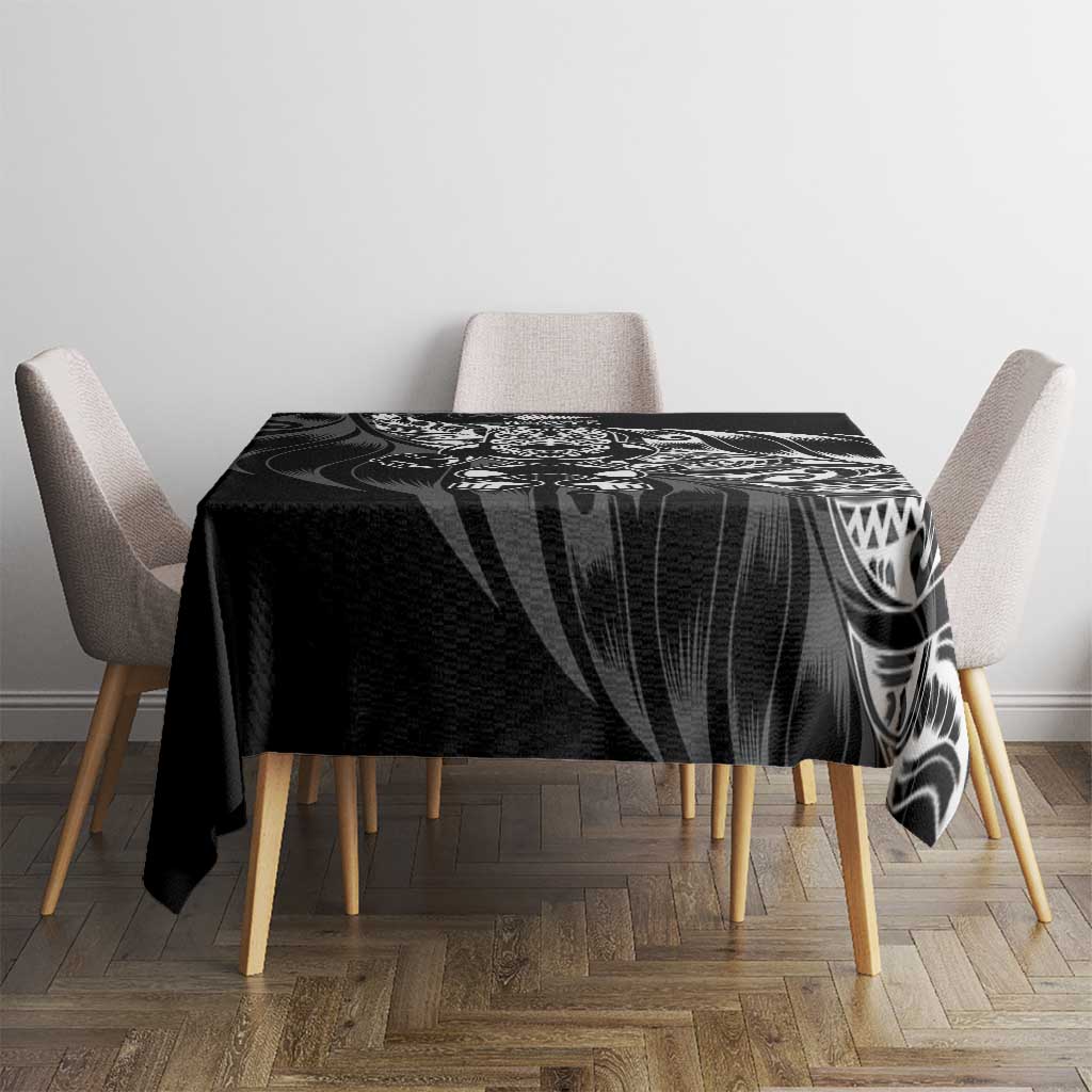 New Zealand Lawn Bowls Tablecloth Black Maori Warrior Tribal Silver Fern - Aussie Hoodie