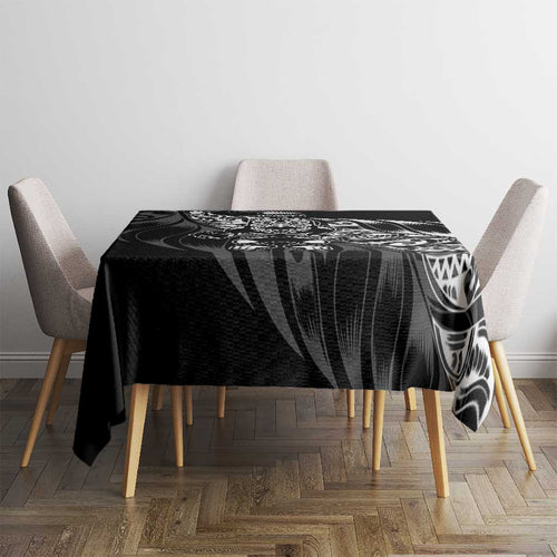 New Zealand Lawn Bowls Tablecloth Black Maori Warrior Tribal Silver Fern - Aussie Hoodie