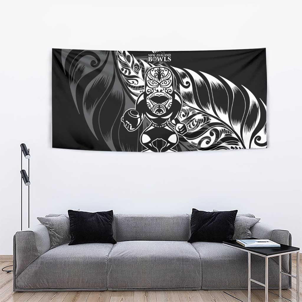 New Zealand Lawn Bowls Tapestry Black Maori Warrior Tribal Silver Fern - Aussie Hoodie