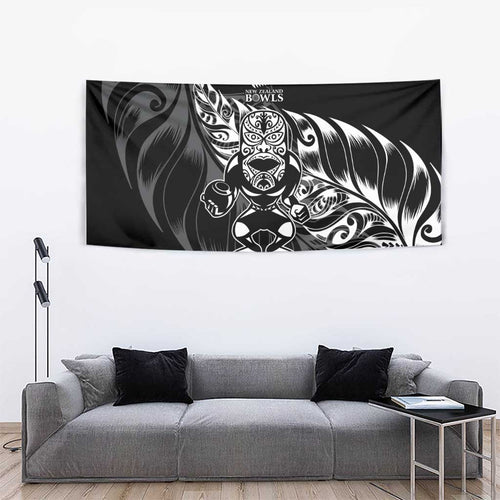 New Zealand Lawn Bowls Tapestry Black Maori Warrior Tribal Silver Fern - Aussie Hoodie
