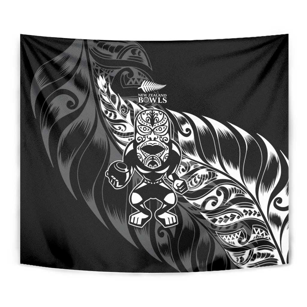 New Zealand Lawn Bowls Tapestry Black Maori Warrior Tribal Silver Fern - Aussie Hoodie