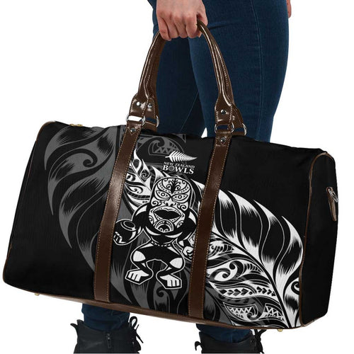 New Zealand Lawn Bowls Travel Bag Black Maori Warrior Tribal Silver Fern - Aussie Hoodie