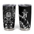 New Zealand Lawn Bowls Custom Tumbler Cup Black Maori Warrior Tribal Silver Fern - Aussie Hoodie
