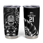 New Zealand Lawn Bowls Custom Tumbler Cup Black Maori Warrior Tribal Silver Fern - Aussie Hoodie