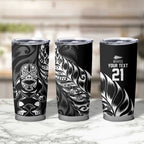 New Zealand Lawn Bowls Custom Tumbler Cup Black Maori Warrior Tribal Silver Fern - Aussie Hoodie