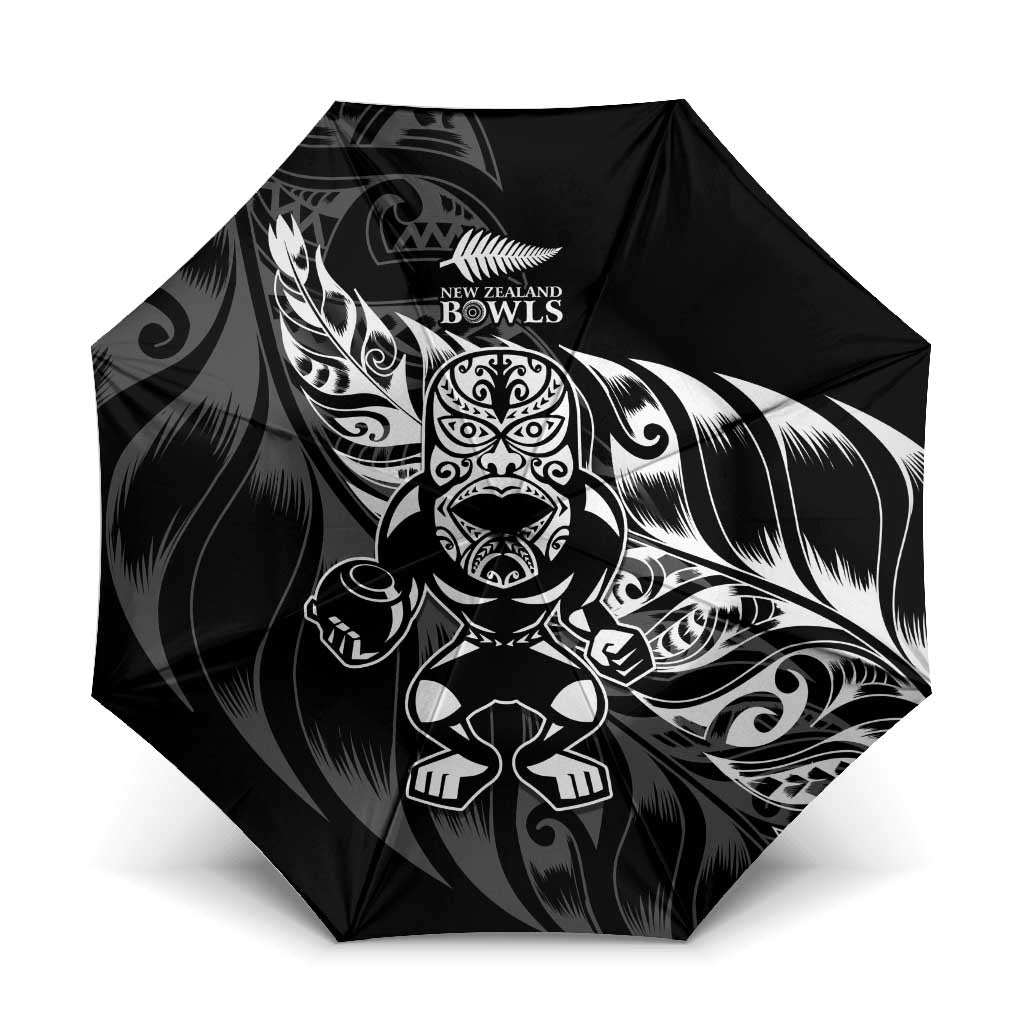 New Zealand Lawn Bowls Umbrella Black Maori Warrior Tribal Silver Fern - Aussie Hoodie