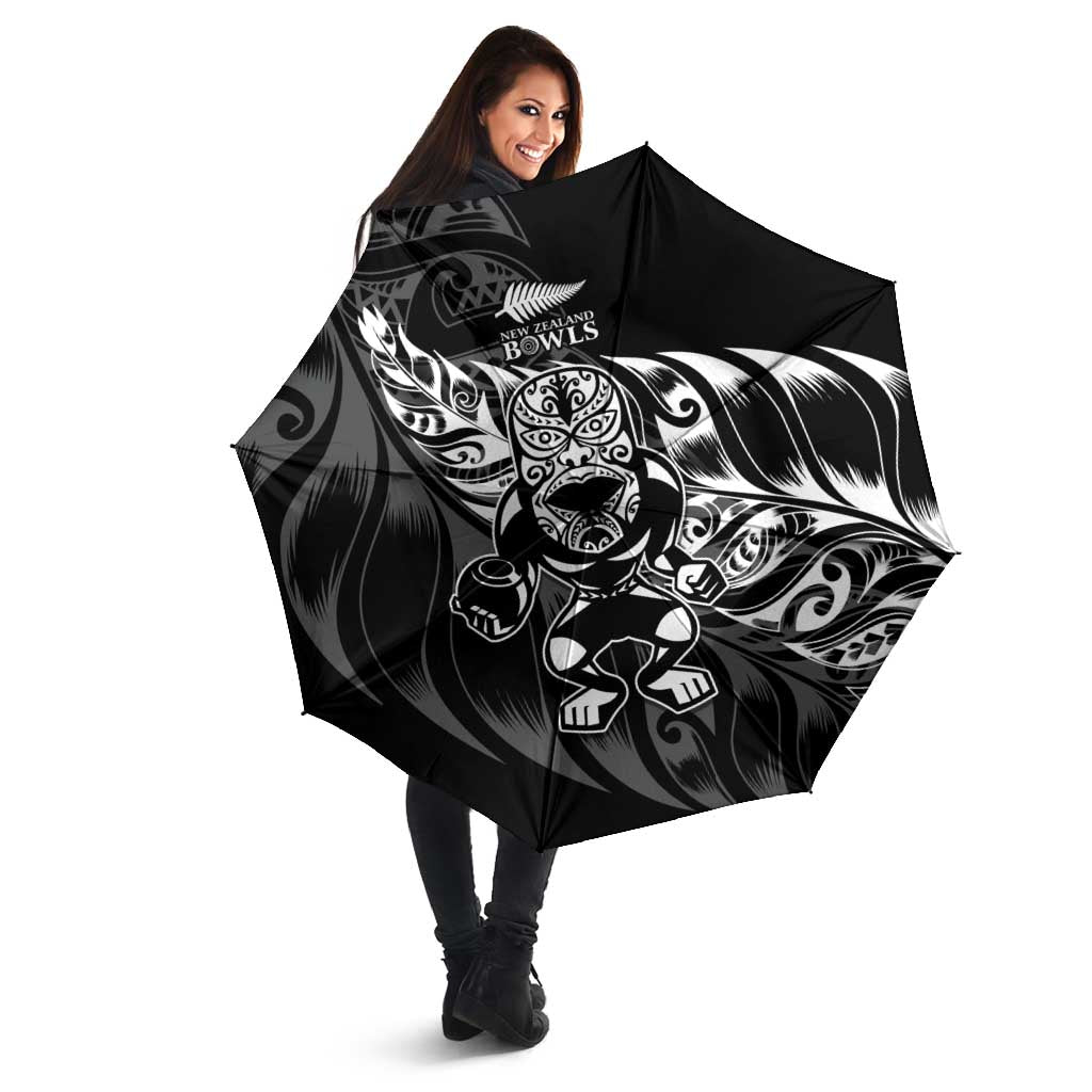 New Zealand Lawn Bowls Umbrella Black Maori Warrior Tribal Silver Fern - Aussie Hoodie