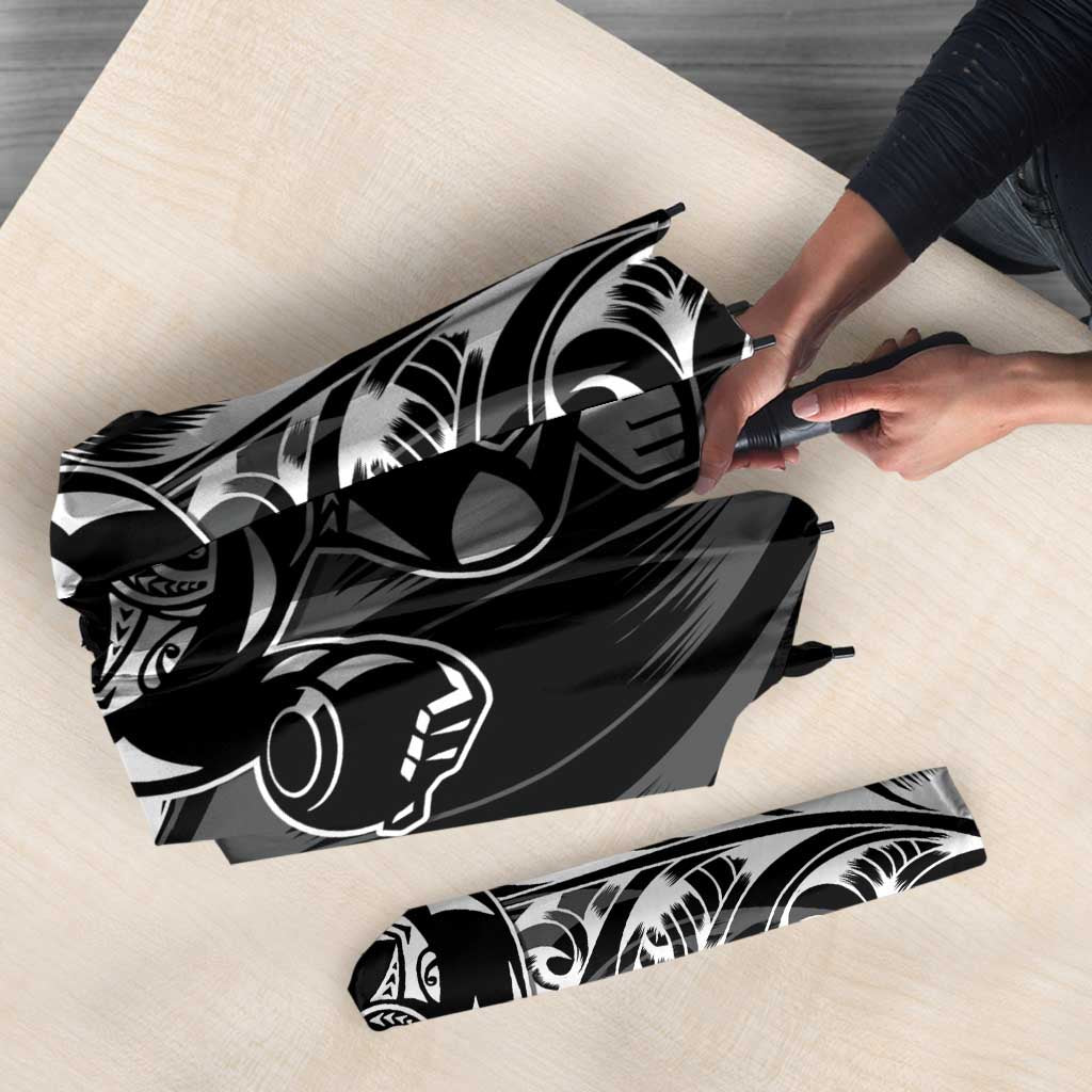 New Zealand Lawn Bowls Umbrella Black Maori Warrior Tribal Silver Fern - Aussie Hoodie