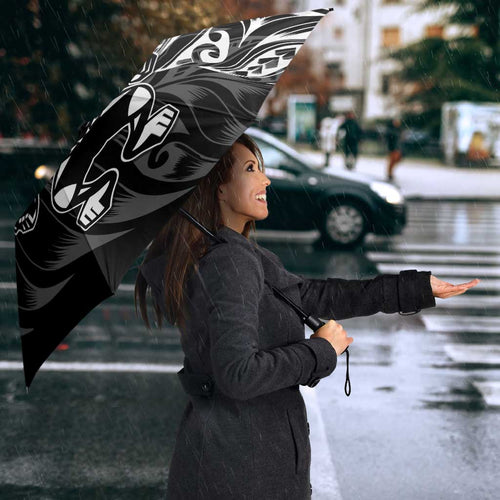 New Zealand Lawn Bowls Umbrella Black Maori Warrior Tribal Silver Fern - Aussie Hoodie