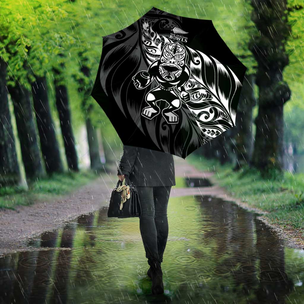 New Zealand Lawn Bowls Umbrella Black Maori Warrior Tribal Silver Fern - Aussie Hoodie