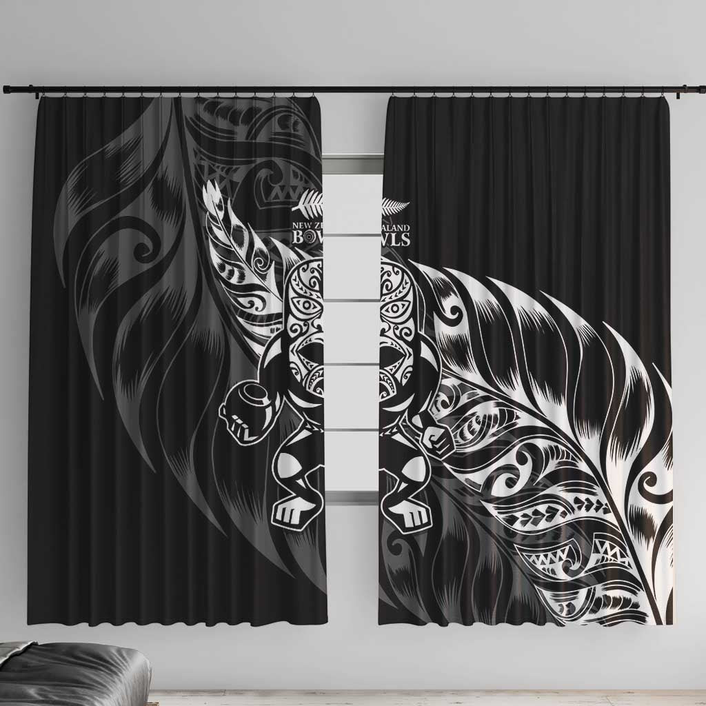 New Zealand Lawn Bowls Window Curtain Black Maori Warrior Tribal Silver Fern - Aussie Hoodie