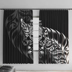 New Zealand Lawn Bowls Window Curtain Black Maori Warrior Tribal Silver Fern - Aussie Hoodie