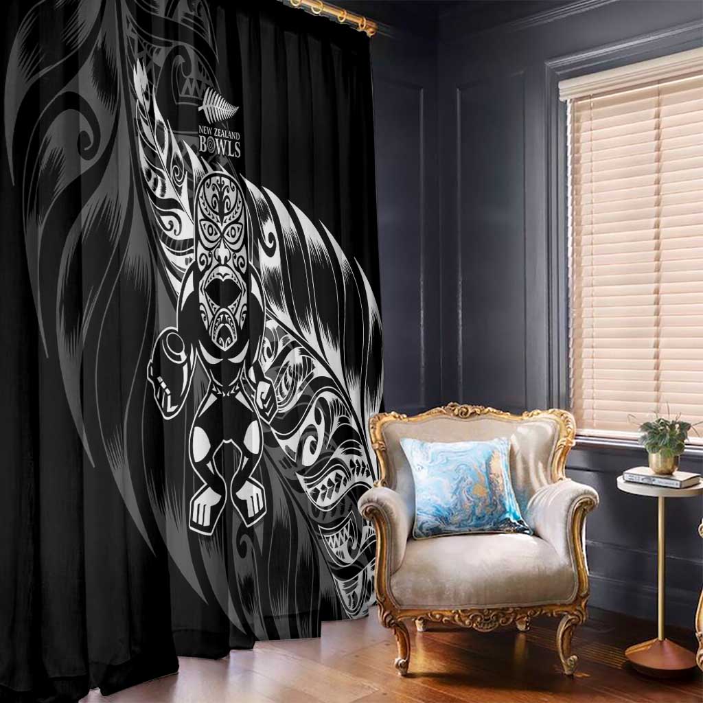 New Zealand Lawn Bowls Window Curtain Black Maori Warrior Tribal Silver Fern - Aussie Hoodie