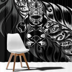 New Zealand Lawn Bowls Window Curtain Black Maori Warrior Tribal Silver Fern - Aussie Hoodie