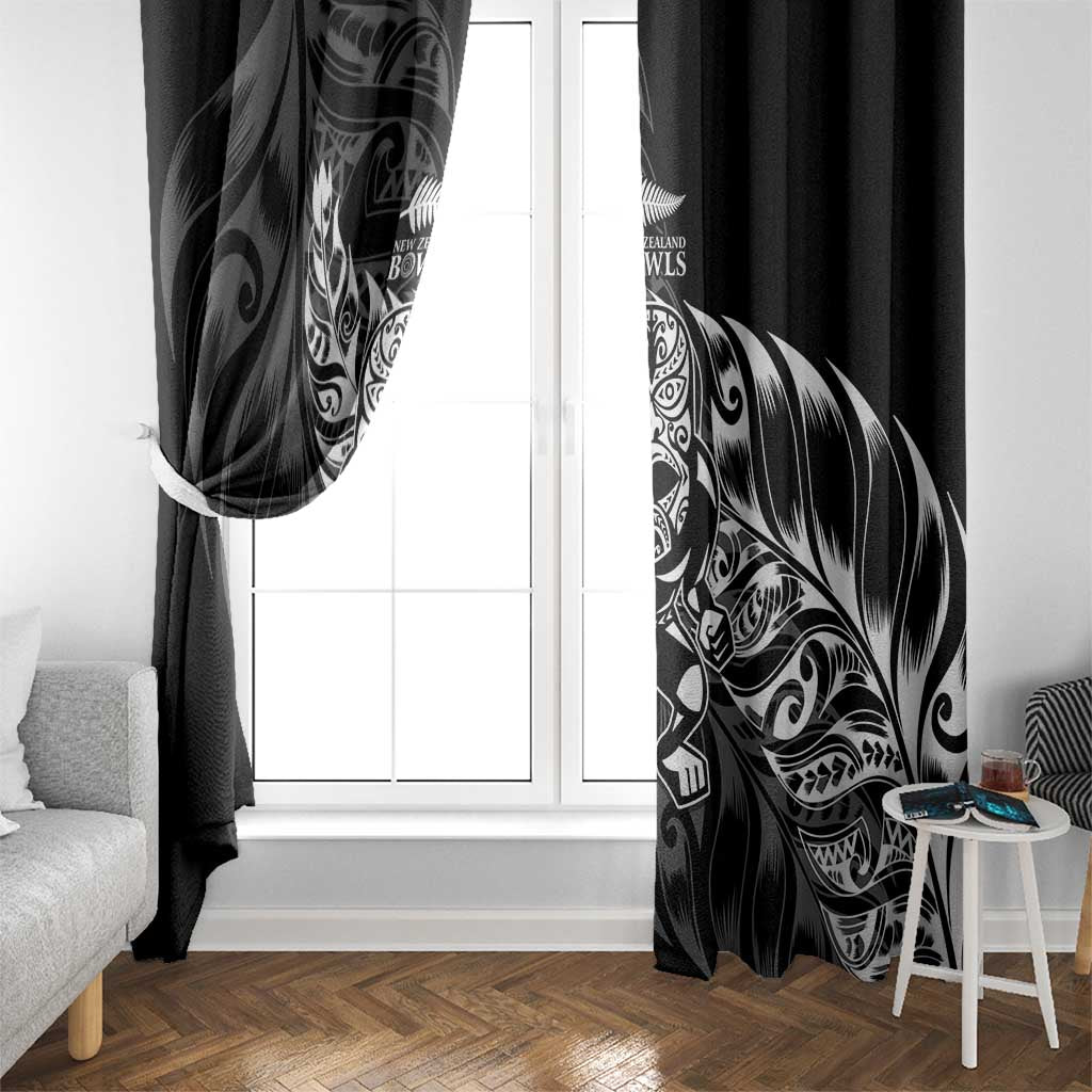 New Zealand Lawn Bowls Window Curtain Black Maori Warrior Tribal Silver Fern - Aussie Hoodie