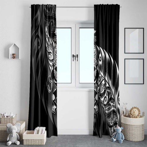 New Zealand Lawn Bowls Window Curtain Black Maori Warrior Tribal Silver Fern - Aussie Hoodie