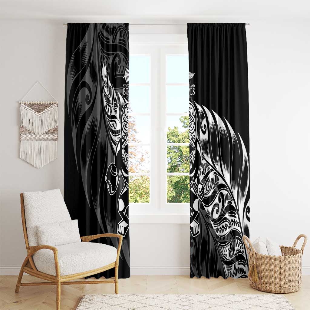 New Zealand Lawn Bowls Window Curtain Black Maori Warrior Tribal Silver Fern - Aussie Hoodie