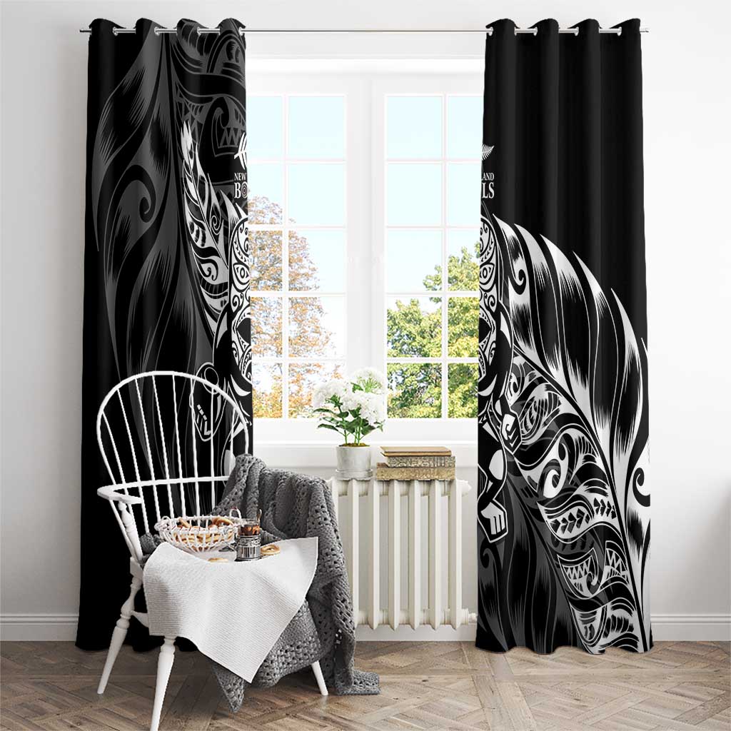 New Zealand Lawn Bowls Window Curtain Black Maori Warrior Tribal Silver Fern - Aussie Hoodie