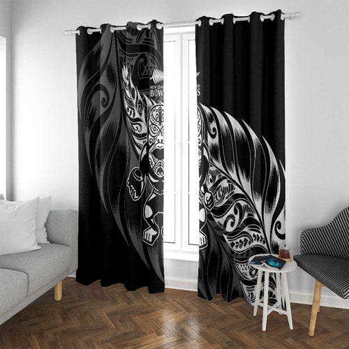 New Zealand Lawn Bowls Window Curtain Black Maori Warrior Tribal Silver Fern - Aussie Hoodie
