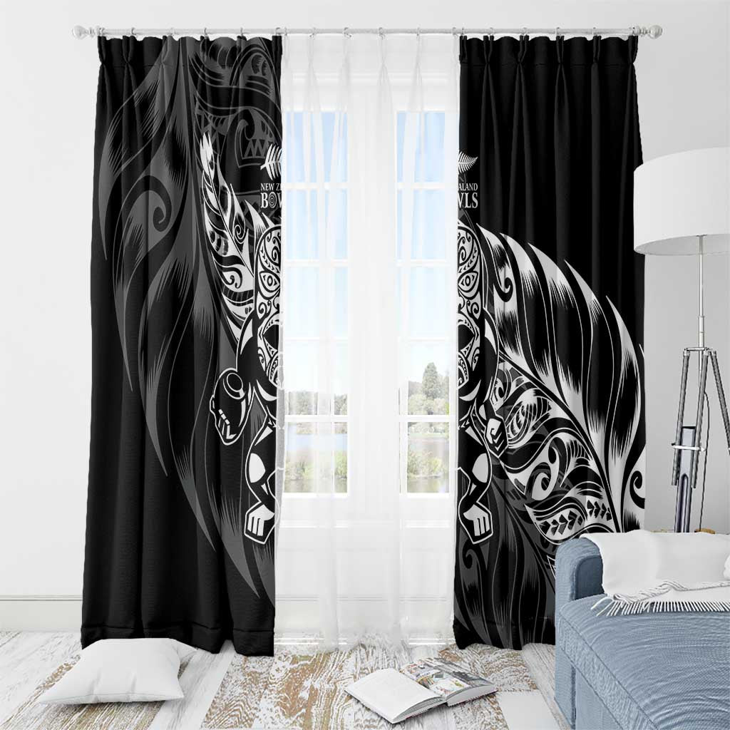 New Zealand Lawn Bowls Window Curtain Black Maori Warrior Tribal Silver Fern - Aussie Hoodie