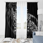 New Zealand Lawn Bowls Window Curtain Black Maori Warrior Tribal Silver Fern - Aussie Hoodie
