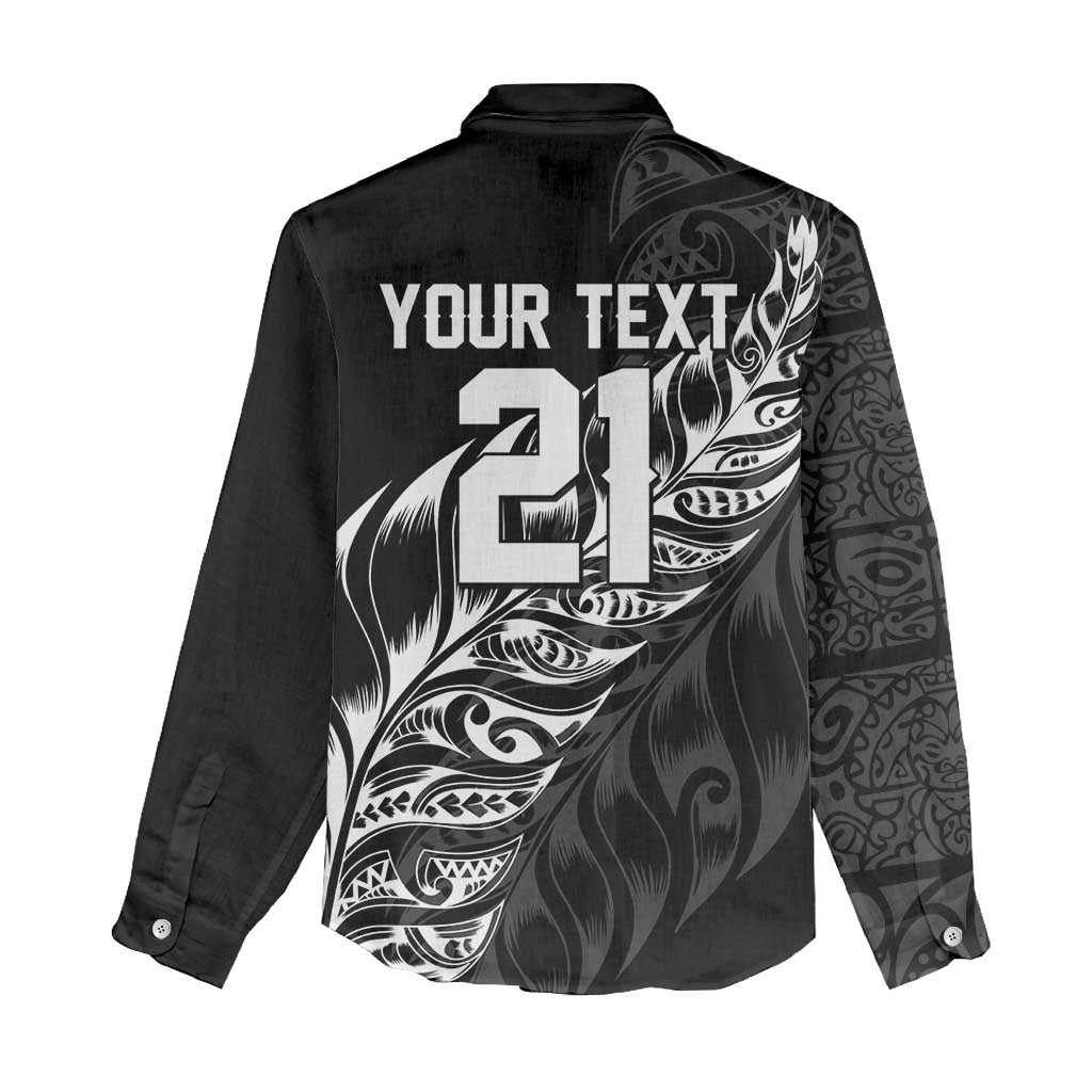 New Zealand Lawn Bowls Custom Women Casual Shirt Black Maori Warrior Tribal Silver Fern - Aussie Hoodie