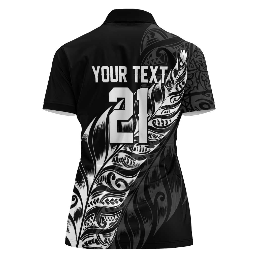 New Zealand Lawn Bowls Custom Women Polo Shirt Black Maori Warrior Tribal Silver Fern - Aussie Hoodie