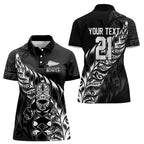 New Zealand Lawn Bowls Custom Women Polo Shirt Black Maori Warrior Tribal Silver Fern - Aussie Hoodie