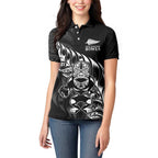 New Zealand Lawn Bowls Custom Women Polo Shirt Black Maori Warrior Tribal Silver Fern - Aussie Hoodie