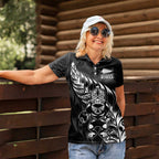 New Zealand Lawn Bowls Custom Women Polo Shirt Black Maori Warrior Tribal Silver Fern - Aussie Hoodie