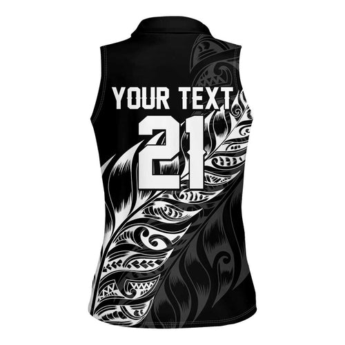 New Zealand Lawn Bowls Custom Women Sleeveless Polo Shirt Black Maori Warrior Tribal Silver Fern - Aussie Hoodie